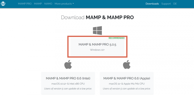 MAMPのダウンロード Windows