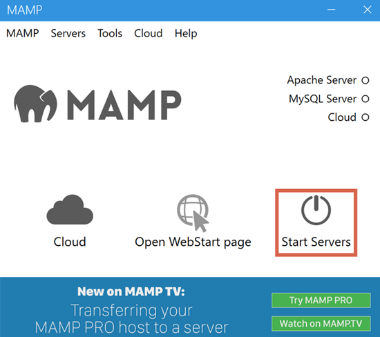 MAMPのサーバーの起動